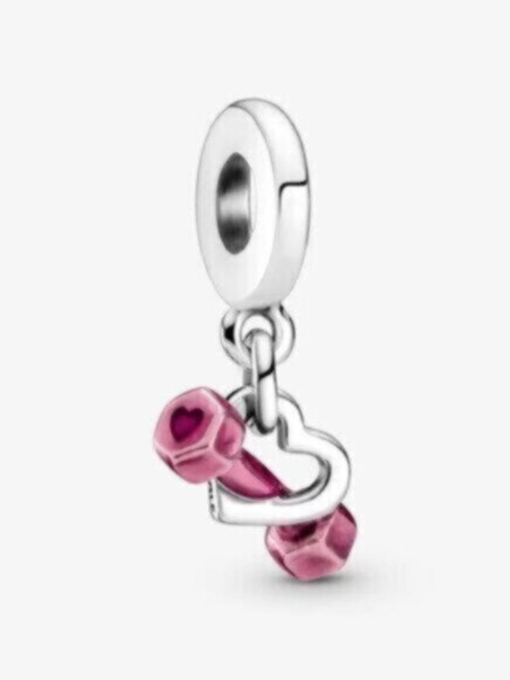 Pandora Pink Heart Dumbbell Dangle Charm